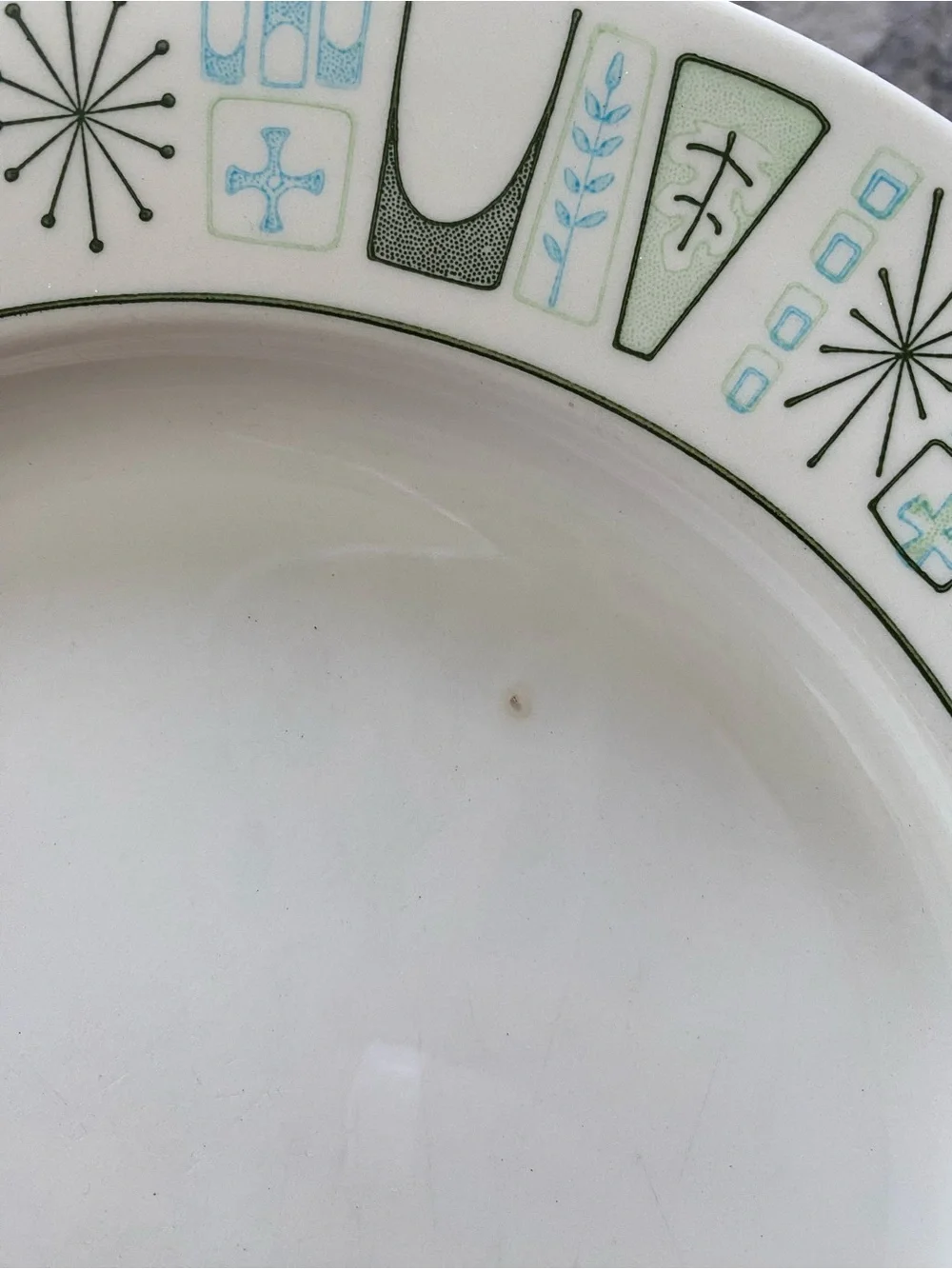 Taylorstone Cathay Atomic Starburst MCM Dinner Plates 10.5”. Vintage